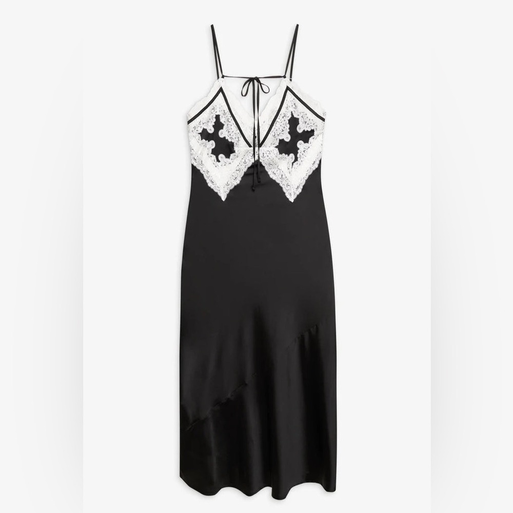 New! For Love & Lemons Maeve maxi slip dress black white lace 26479 - Picture 16 of 16